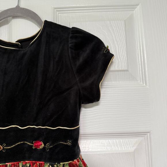 Rebecca Raggs Original Girls Floral Velvet Dress Size 10 - Picture 5 of 13